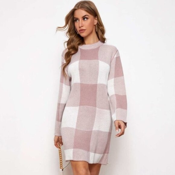 Mock Neck Gingham Sweater Dress | NWOT - Picture 1 of 4